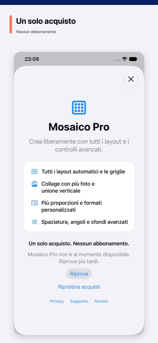 Funzioni comprese in Mosaico Pro