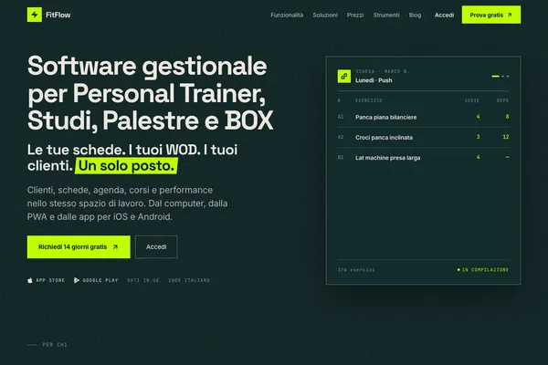 FitFlow: homepage di fitflowapp.fit