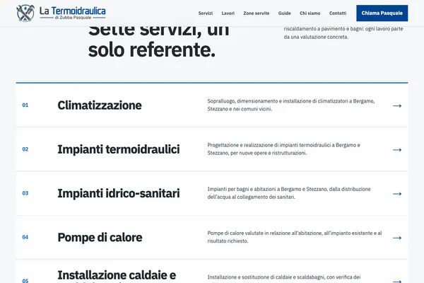 La Termoidraulica: termoidraulicazubba.com, scorrendo la homepage