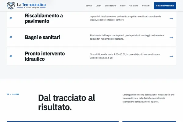 La Termoidraulica: termoidraulicazubba.com, scorrendo la homepage