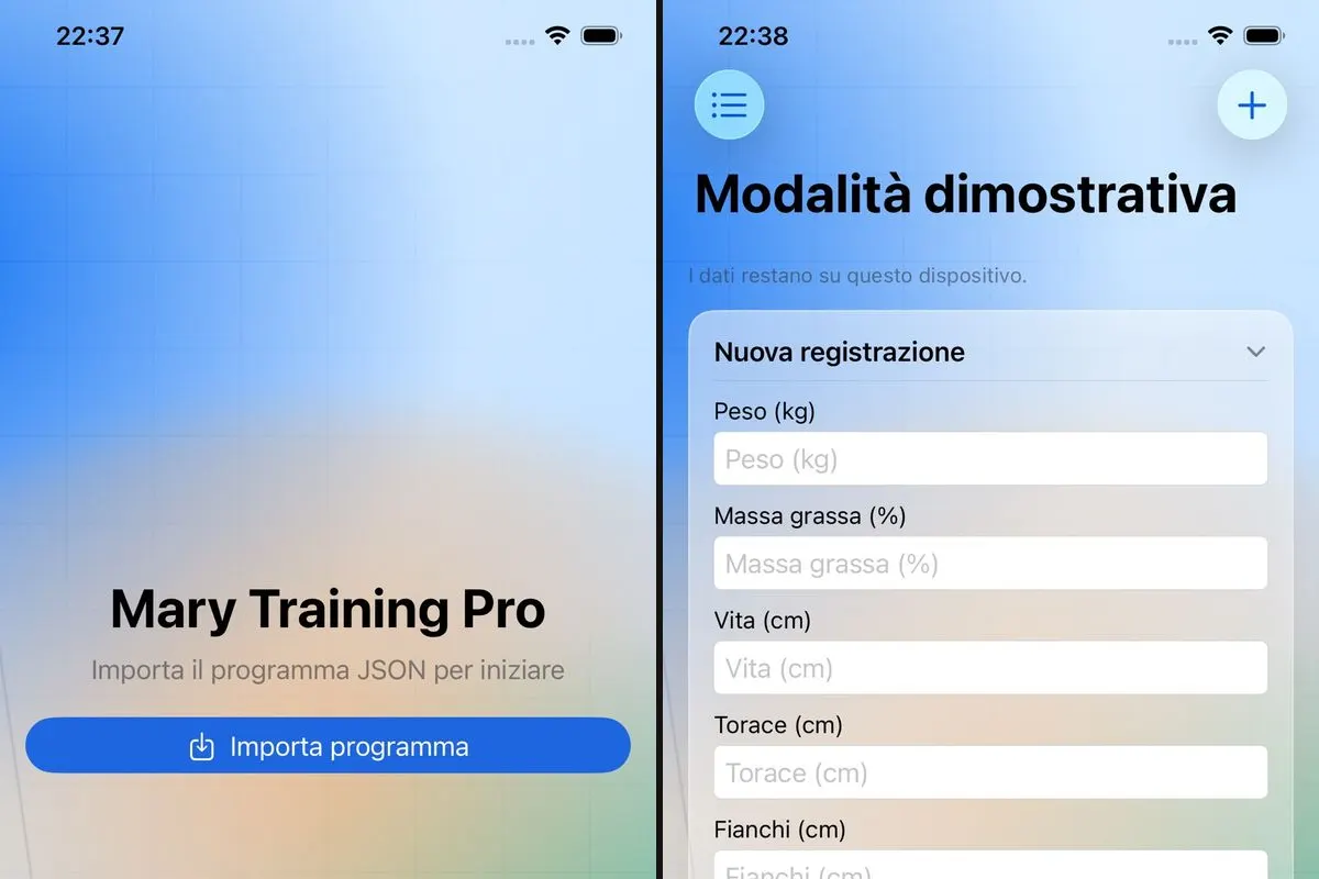 Mary Training Pro: schermate ufficiali dell’App Store