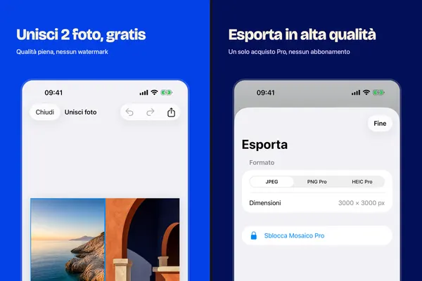 Mosaico: schermate preparate per l’App Store